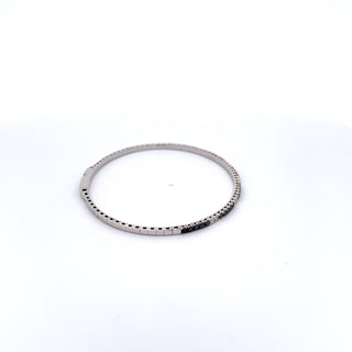 14K WHITE/BLACK DIAMOND FLEXIBLE BANGLE 1.00 CARAT