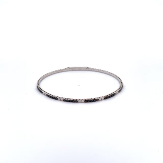 14K WHITE/BLACK DIAMOND FLEXIBLE BANGLE 1.00 CARAT