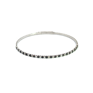 14K WHITE-BLACK DIAMOND FLEXIBLE BANGLE 1.00 CARAT