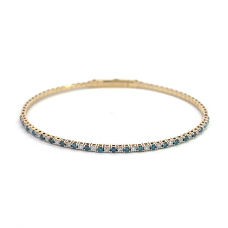 14K BLUE/WHITE DIAMOND FLEXIBLE BANGLE 1CT