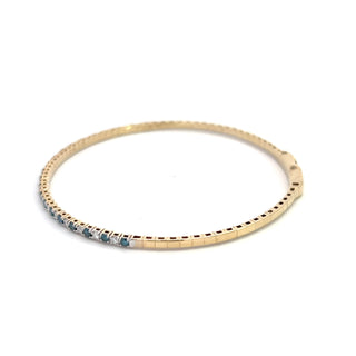 14K BLUE/WHITE DIAMOND FLEXIBLE BANGLE 1CT