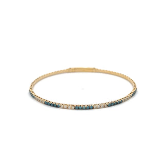 14K BLUE/WHITE DIAMOND FLEXIBLE BANGLE 1.00 CARAT