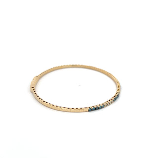 14K BLUE/WHITE DIAMOND FLEXIBLE BANGLE 1.00 CARAT
