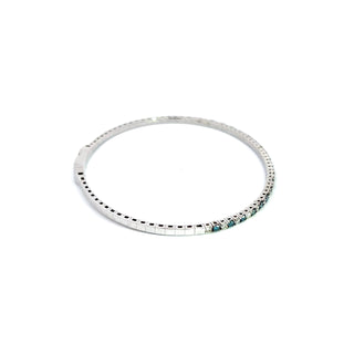 14K WHITE-BLUE DIAMOND FLEXIBLE BANGLE 1.00 CARAT