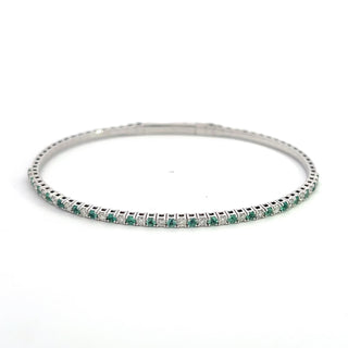 14K EMERALD/DIAMOND FLEXIBLE BANGLE 1.00CT