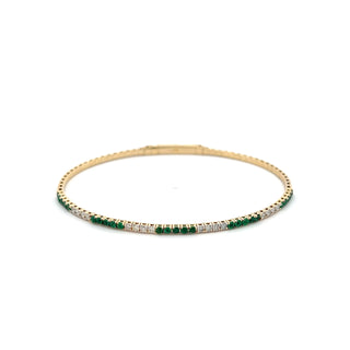 14K EMERALD AND DIAMOND FLEXIBLE BANGLE 1.00 CARAT