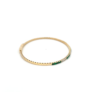14K EMERALD AND DIAMOND FLEXIBLE BANGLE 1.00 CARAT
