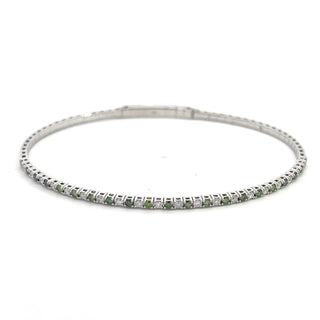 14K GREEN/WHITE DIAMOND FLEXIBLE BANGLE 1CT
