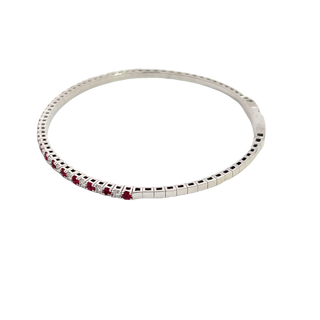 14K RUBY AND DIAMOND FLEXIBLE BANGLE 1.00 CARAT