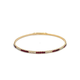 14K RUBY AND DIAMOND FLEXIBLE BANGLE 1.00 CARAT