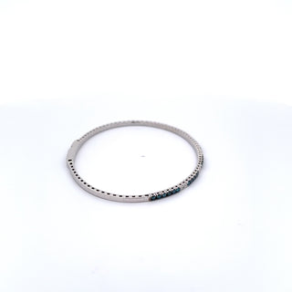 14K WHITE/BLUE DIAMOND FLEXIBLE BANGLE 1.00 CARAT