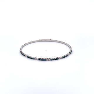 14K WHITE/BLUE DIAMOND FLEXIBLE BANGLE 1.00 CARAT