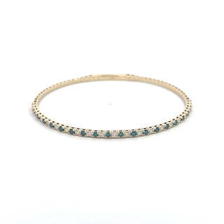 14K BLUE/WHITE DIAMOND FLEXIBLE BANGLE 1.50CT