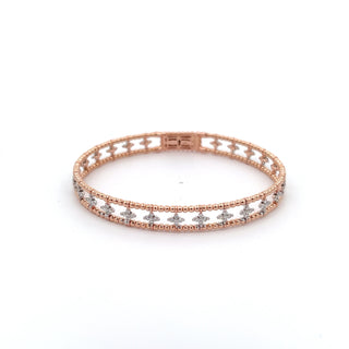 14K DIAMOND FLEXIBLE BANGLE CLOV STYLE 1.50 CARATS