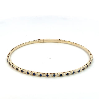 14K Y/G DIAMOND/SAPPHIRE FLEXIBLE BANGLE 1.25CT