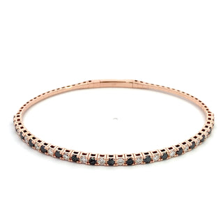 14K BLACK/WHITE DIAMOND FLEXIBLE BANGLE 2.00CT