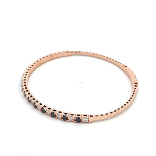 14K BLACK/WHITE DIAMOND FLEXIBLE BANGLE 2.00CT