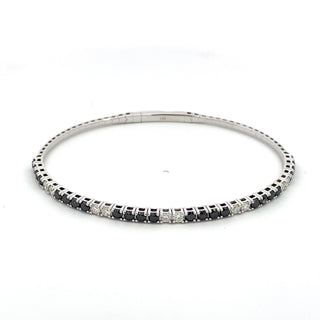 14K BLACK/WHITE DIAMOND FLEXIBLE BANGLE 2CT