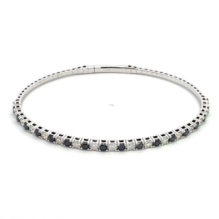 14K BLACK/WHITE DIAMOND FLEXIBLE BANGLE 2.00CT