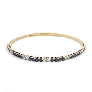 14K BLACK/WHITE DIAMOND FLEXIBLE BANGLE 2CT