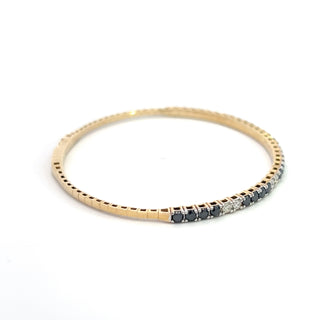 14K BLACK/WHITE DIAMOND FLEXIBLE BANGLE 2CT