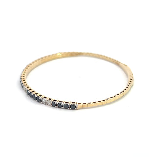 14K BLACK/WHITE DIAMOND FLEXIBLE BANGLE 2CT