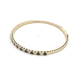 14K BLACK/WHITE DIAMOND FLEXIBLE BANGLE 2.00CT