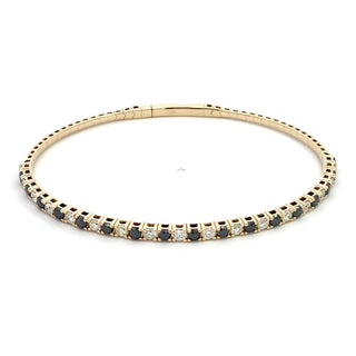 14K BLACK/WHITE DIAMOND FLEXIBLE BANGLE 2.00CT