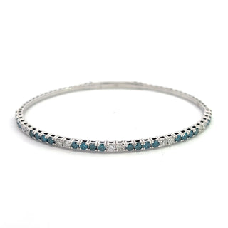 14K BLUE/WHITE DIAMOND FLEXIBLE BANGLE 2CT