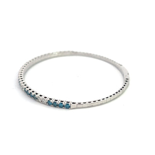 14K BLUE/WHITE DIAMOND FLEXIBLE BANGLE 2CT