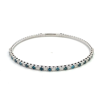 14K BLUE/WHITE DIAMOND FLEXIBLE BANGLE 2.00CT
