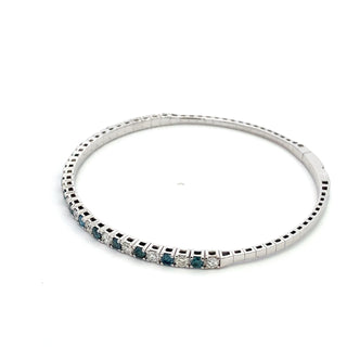 14K BLUE/WHITE DIAMOND FLEXIBLE BANGLE 2.00CT
