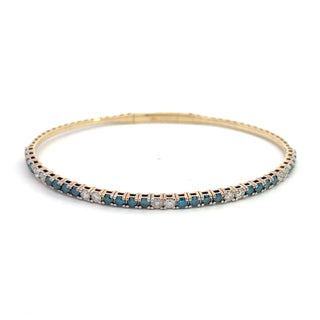 14K BLUE/WHITE DIAMOND FLEXIBLE BANGLE 2.00CT
