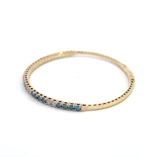 14K BLUE/WHITE DIAMOND FLEXIBLE BANGLE 2.00CT