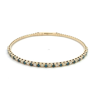 14K BLUE/WHITE DIAMOND FLEXIBLE BANGLE 2.00CT