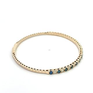14K BLUE/WHITE DIAMOND FLEXIBLE BANGLE 2.00CT