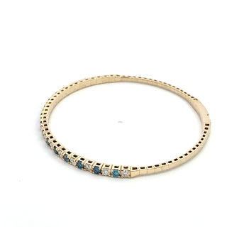 14K BLUE/WHITE DIAMOND FLEXIBLE BANGLE 2.00CT