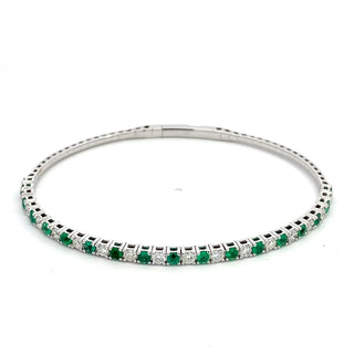 14K EMERALD/DIAMOND FLEXIBLE BANGLE 2.00CT