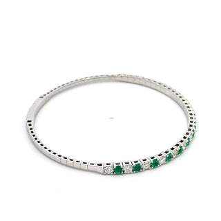 14K EMERALD/DIAMOND FLEXIBLE BANGLE 2.00CT