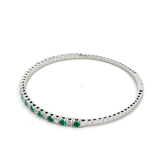 14K EMERALD/DIAMOND FLEXIBLE BANGLE 2.00CT
