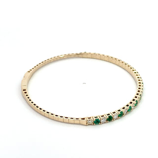 14K EMERALD/DIAMOND FLEXIBLE BANGLE 2.00CT