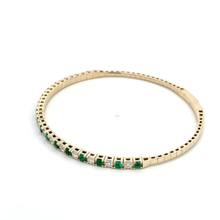 14K EMERALD/DIAMOND FLEXIBLE BANGLE 2.00CT