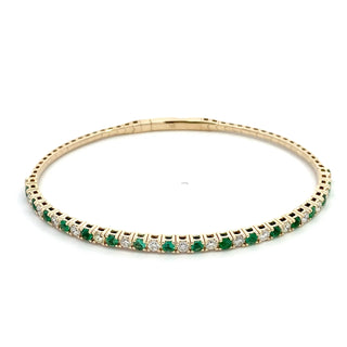 14K EMERALD/DIAMOND FLEXIBLE BANGLE 2.00CT