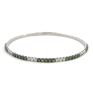 14K W/G GREEN/WHITE DIAMOND FLEXIBLE BANGLE 2CT