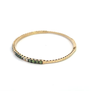 14K Y/G GREEN/WHITE DIAMOND FLEXIBLE BANGLE 2CT