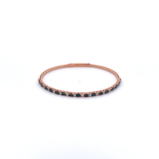 14K WHITE/BLUE DIAMOND FLEXIBLE BANGLE 2.00 CARATS