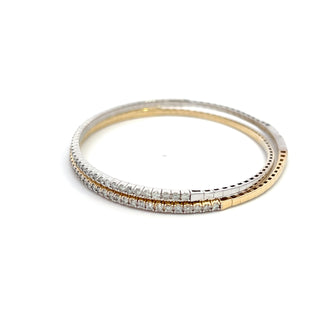14K TWO TONE FASHION FLEXIBLE BANGLE 2.00CT