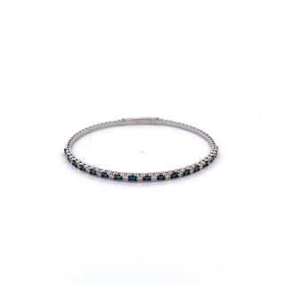 14K WHITE/BLUE DIAMOND FLEXIBLE BANGLE 2.00 CARATS