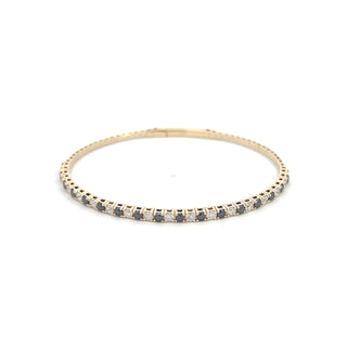 14K BLACK/WHITE DIAMOND FLEXIBLE BANGLE 2.25CT