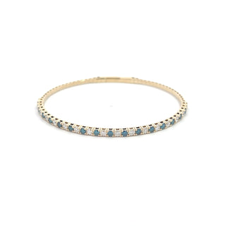 14K BLUE/WHITE DIAMOND FLEXIBLE BANGLE 2.25CT